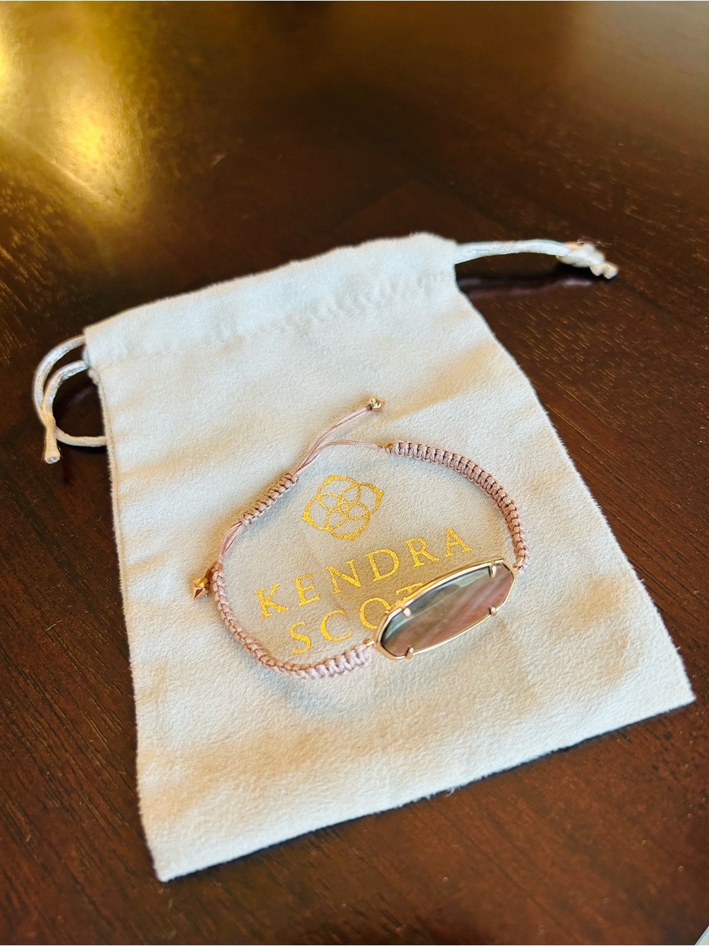 Kendra Scott Pink Cord Bracelet with Oval Stone and Gold Accents